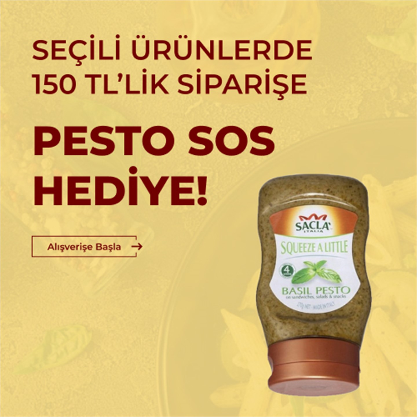 Pesto Squeezy-Fesleğenli Makarna Sosu 270Gr